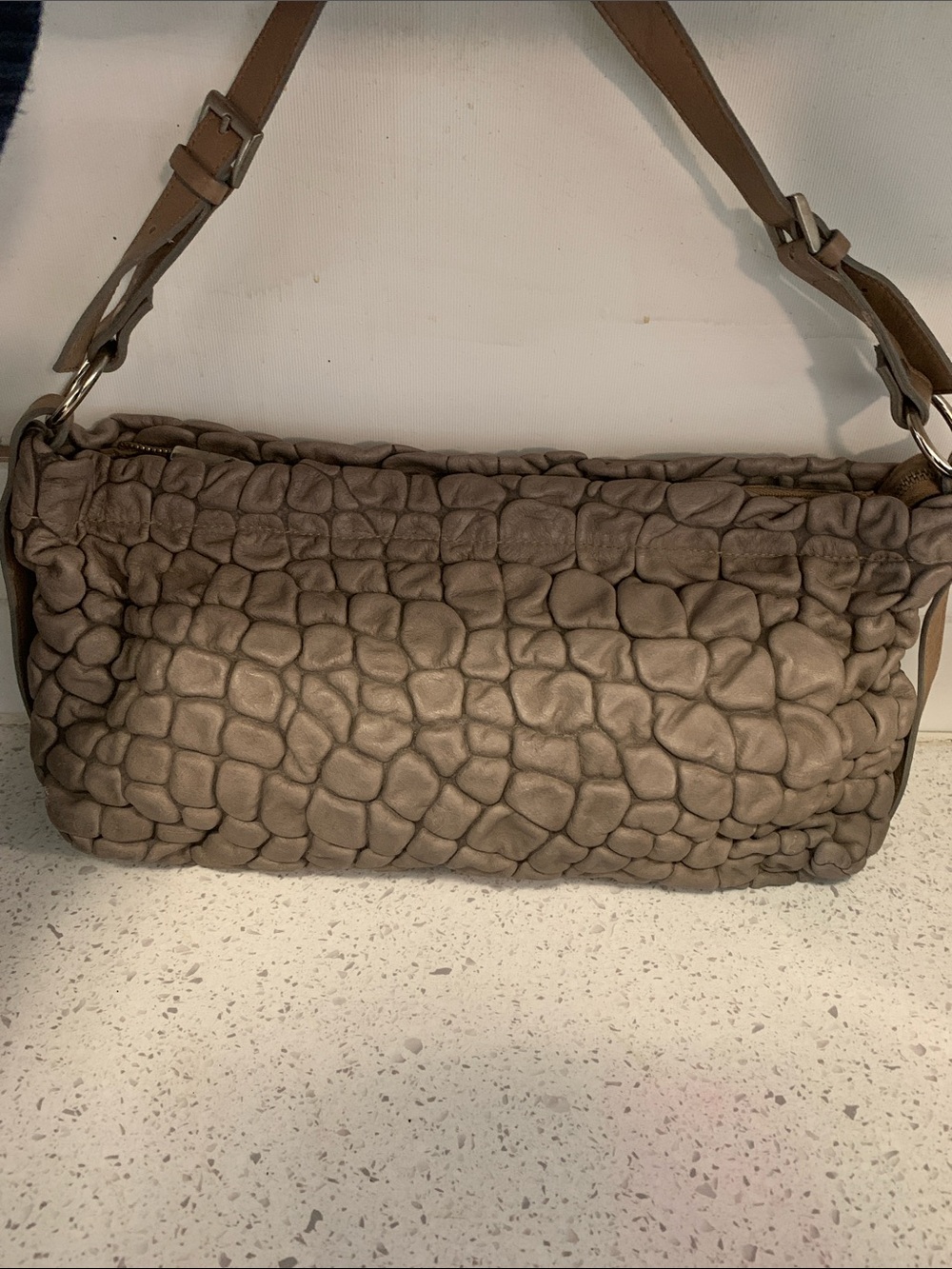 Tan leather Shoulder Bag - made in Italy